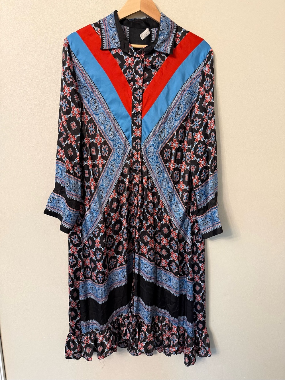 Sandro Paris John Mixed Print Midi Shirt Dress EU 38 US M - Picture 5 of 11